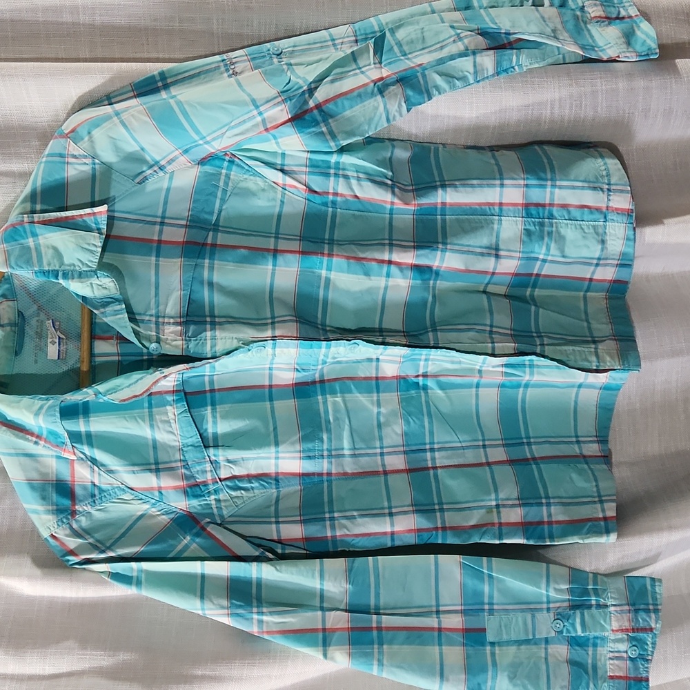 Columbia Plaid Omnishade PFG Button Down Shirt L